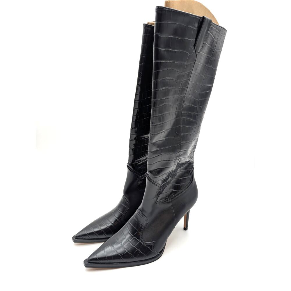 Steven by Steve Madden Lanza Heel Boots Women's Black Size US9M EU39.5